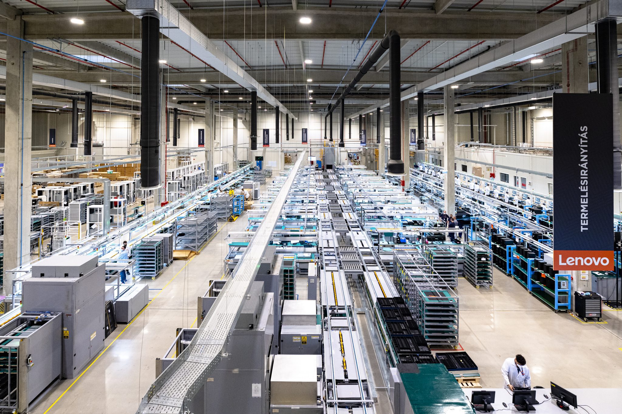 Wide view of the floor of the new facility in Hungary